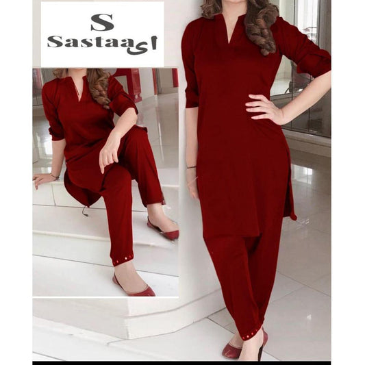 2 Piece Women's Un-stitched Cotton Silk Plain Suit